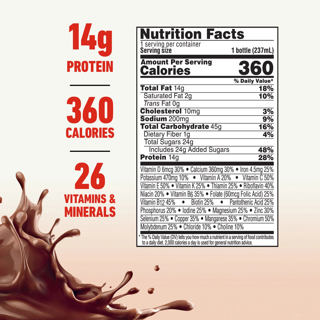 Rich Chocolate Nutritional Drink, 14g Protein, 12-8 fl oz Bottles V722069