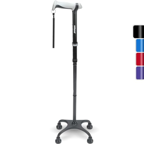Quad Cane, Foldable Walking Cane with 4-Pronged Base I30205