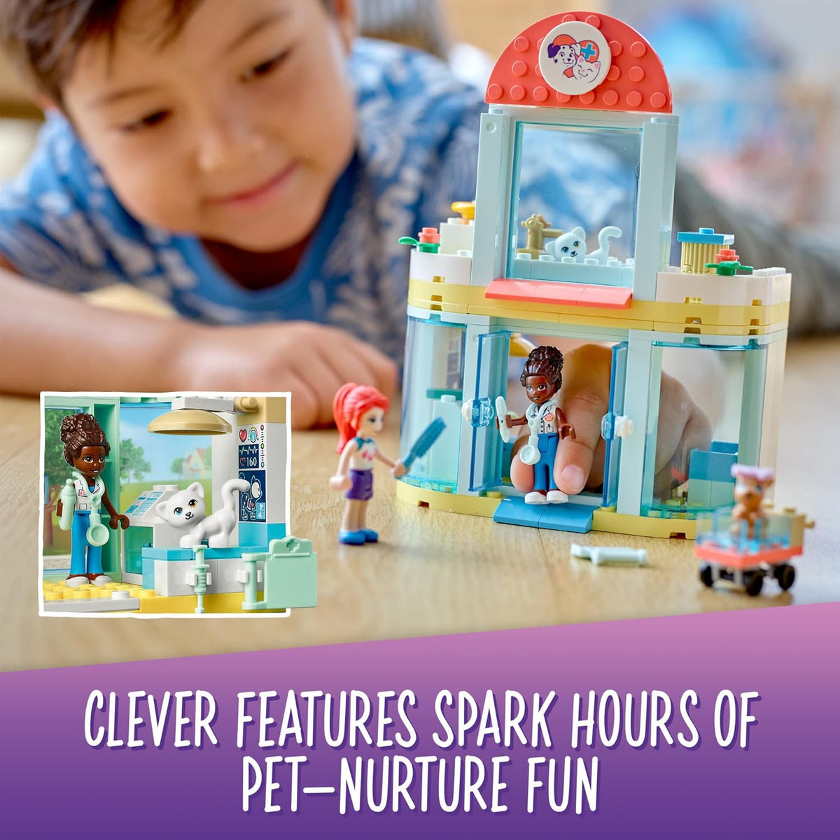 LEGO Friends Pet Clinic Building Kit with 2 Mini-Dolls and Cat and Rabbit Toys (111 Pieces) J7161