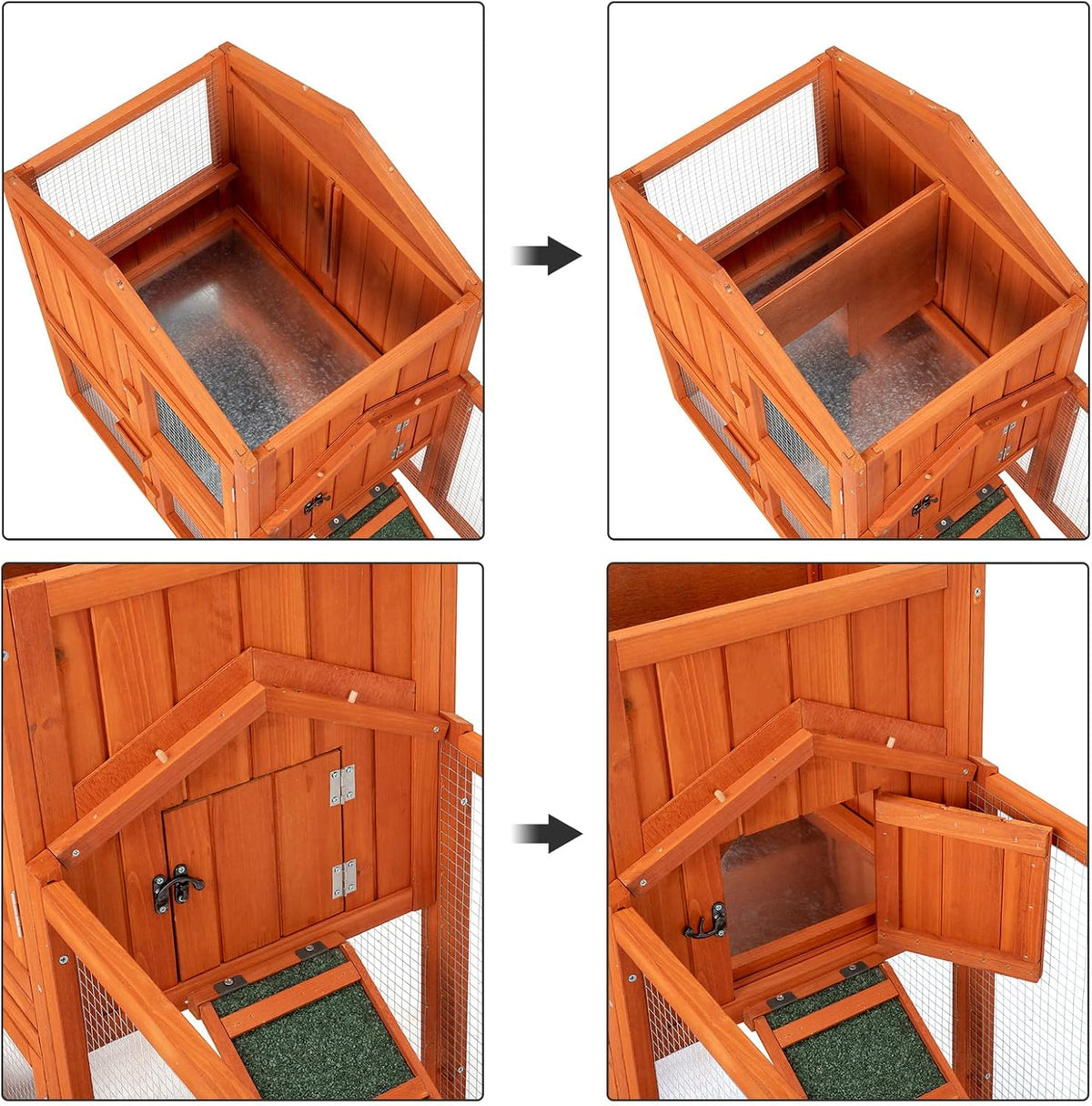 61" Wooden Chicken Coop with Waterproof Roof S34876