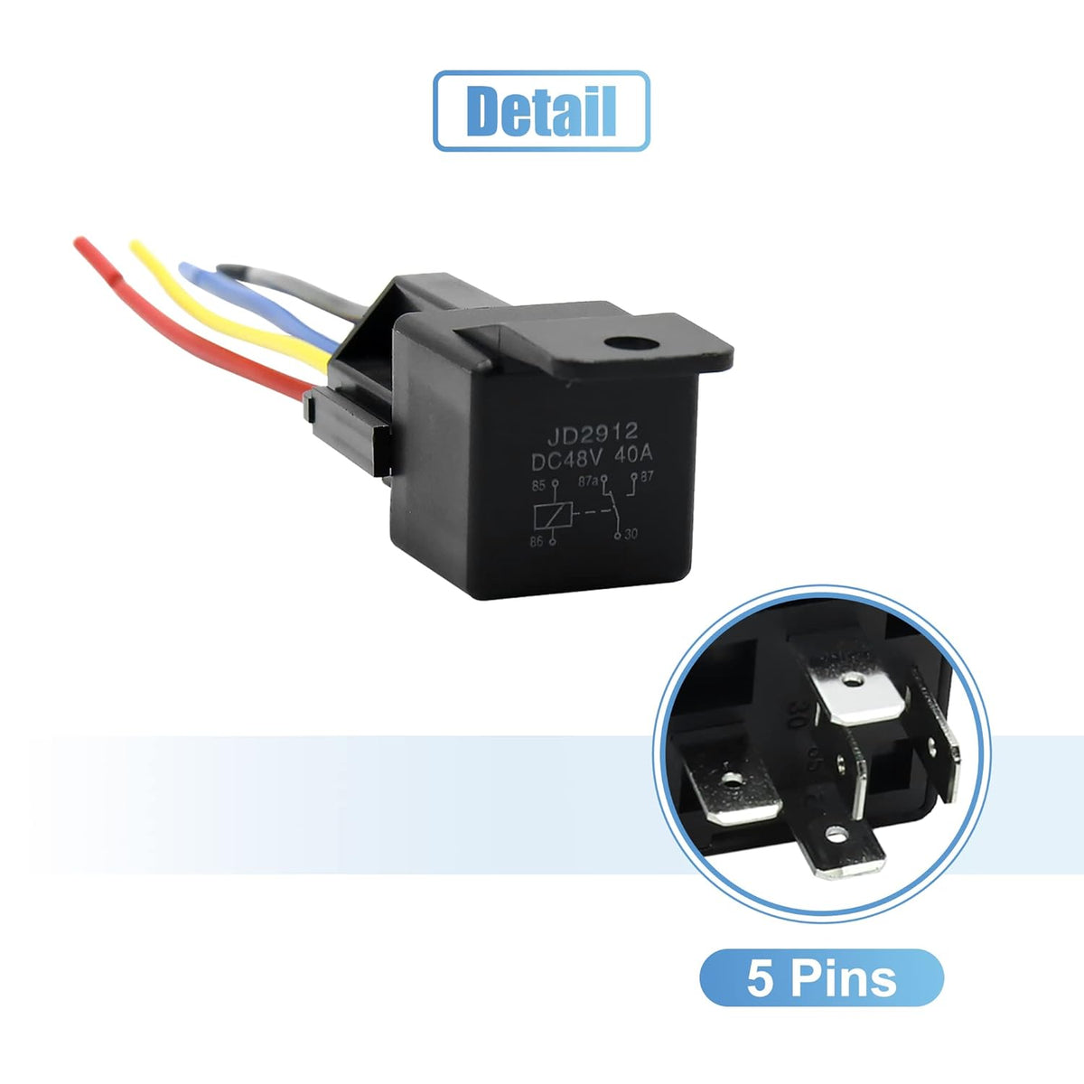 3pcs 5 Pin 48V 40A Car Relay Switch with Harness J630