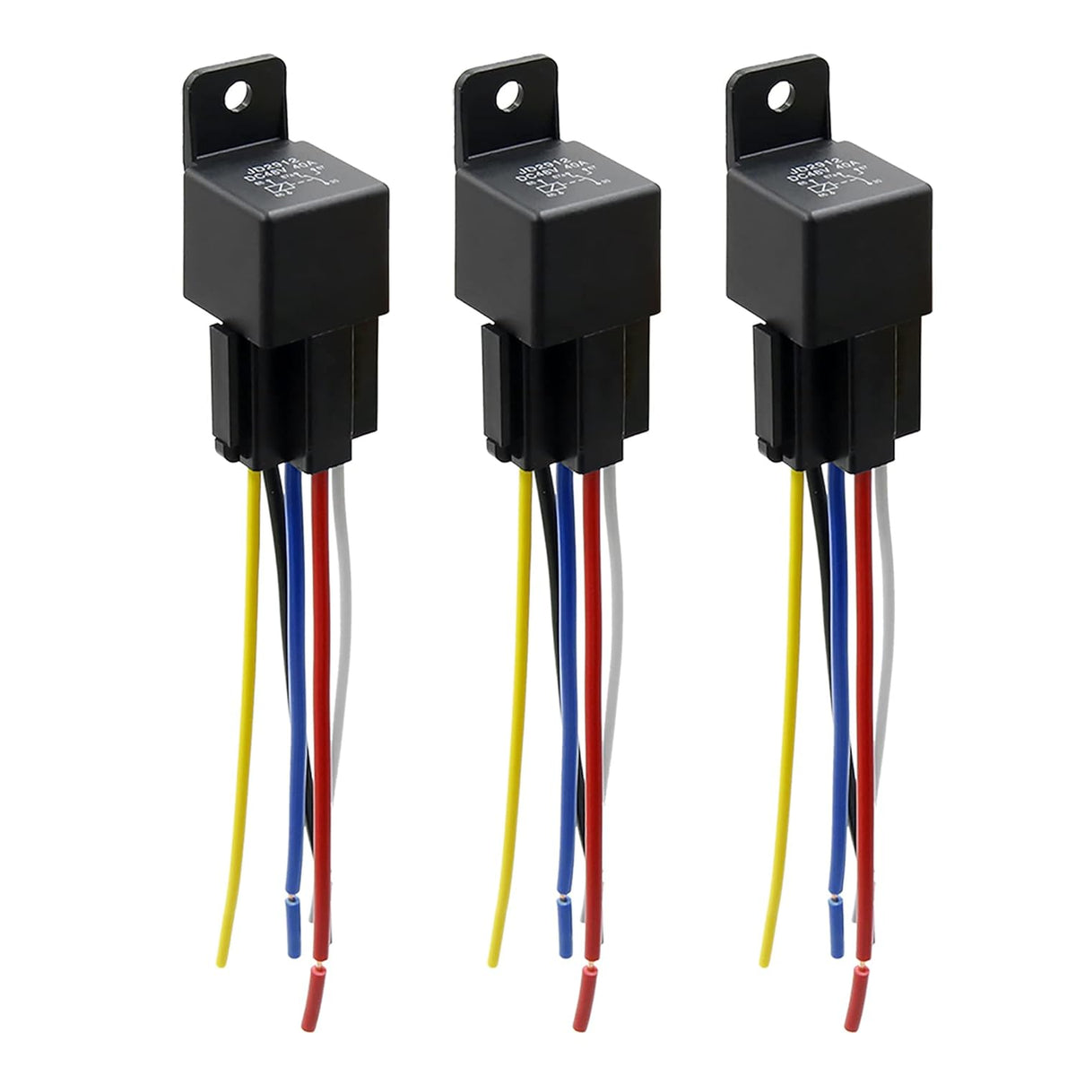 3pcs 5 Pin 48V 40A Car Relay Switch with Harness J630