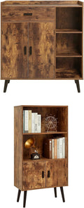 Rustic Brown Storage Cabinet with 1 Drawer 2 Doors 3 Shelves S156201