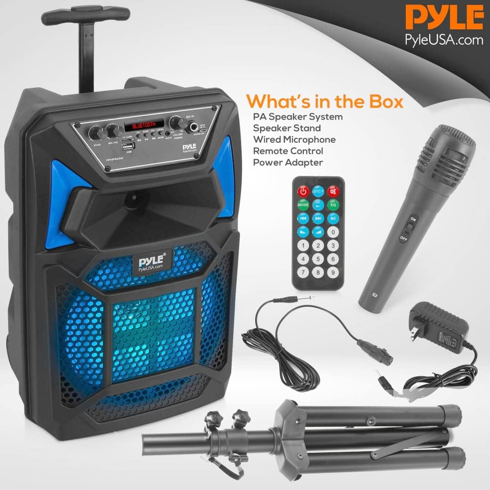 400W Portable Bluetooth PA Speaker System with Microphone and Rolling Wheels X476768