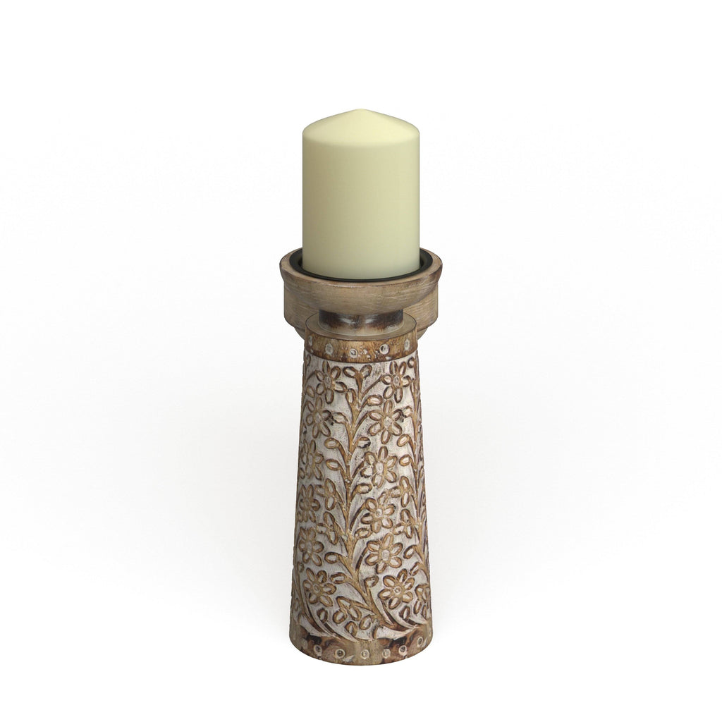 3-Piece Mango Wood and Iron Candle Holder Set C840671