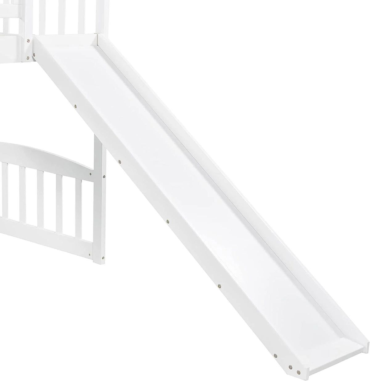 White Wooden Low Loft Bed Frame With Storage B38269