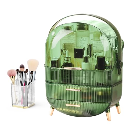 White Makeup Organizer with Lid and Drawers D304183