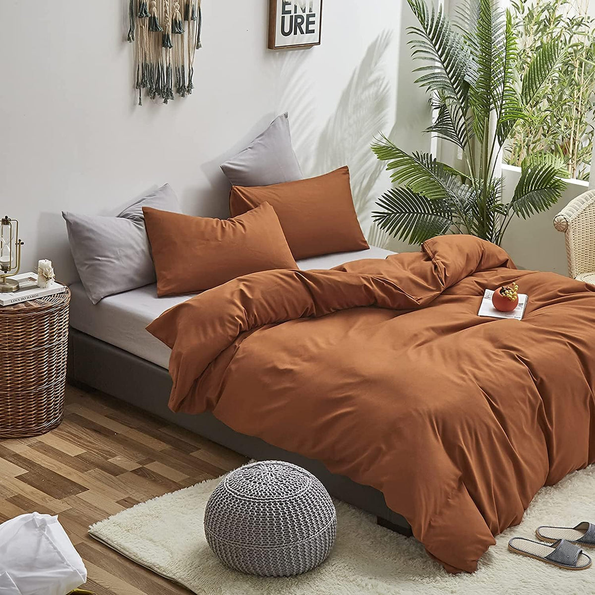 Solid Cinnamon Color Cal King 3 PCs Comforter Set S479
