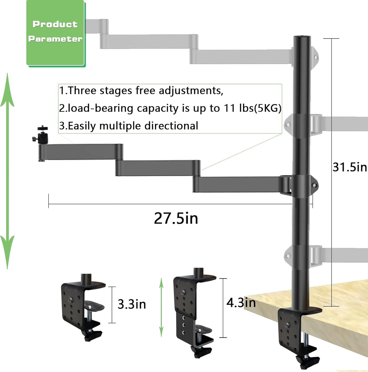 Overhead Camera Desk Mount Stand with Flexible Arm R649705