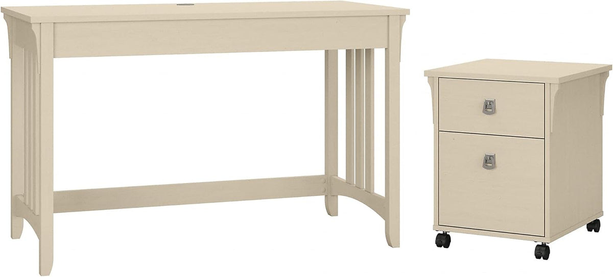 48W Cape Cod Gray Writing Desk with 2 Drawer Mobile File Cabinet E64790