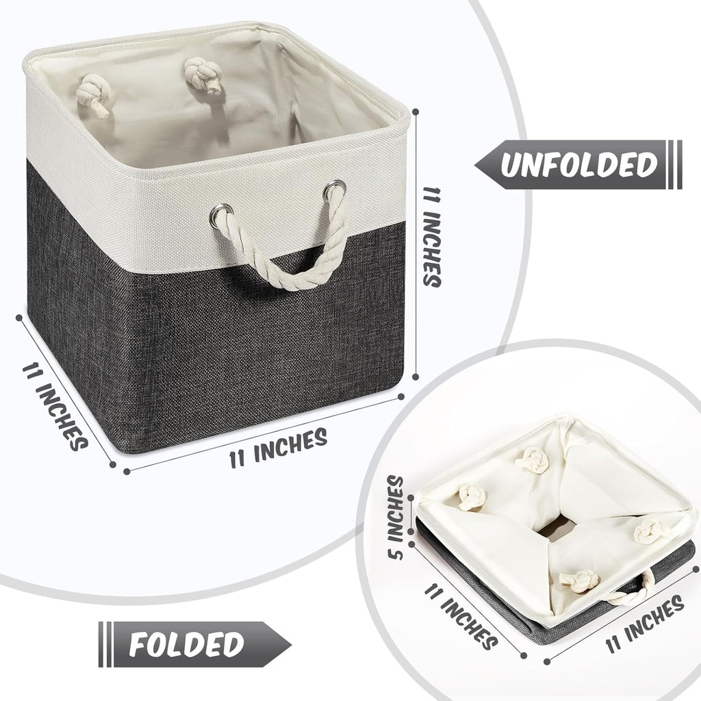 6 Pcs 11 x 11 Inch Fabric Cube Storage Bins with Handles K191930