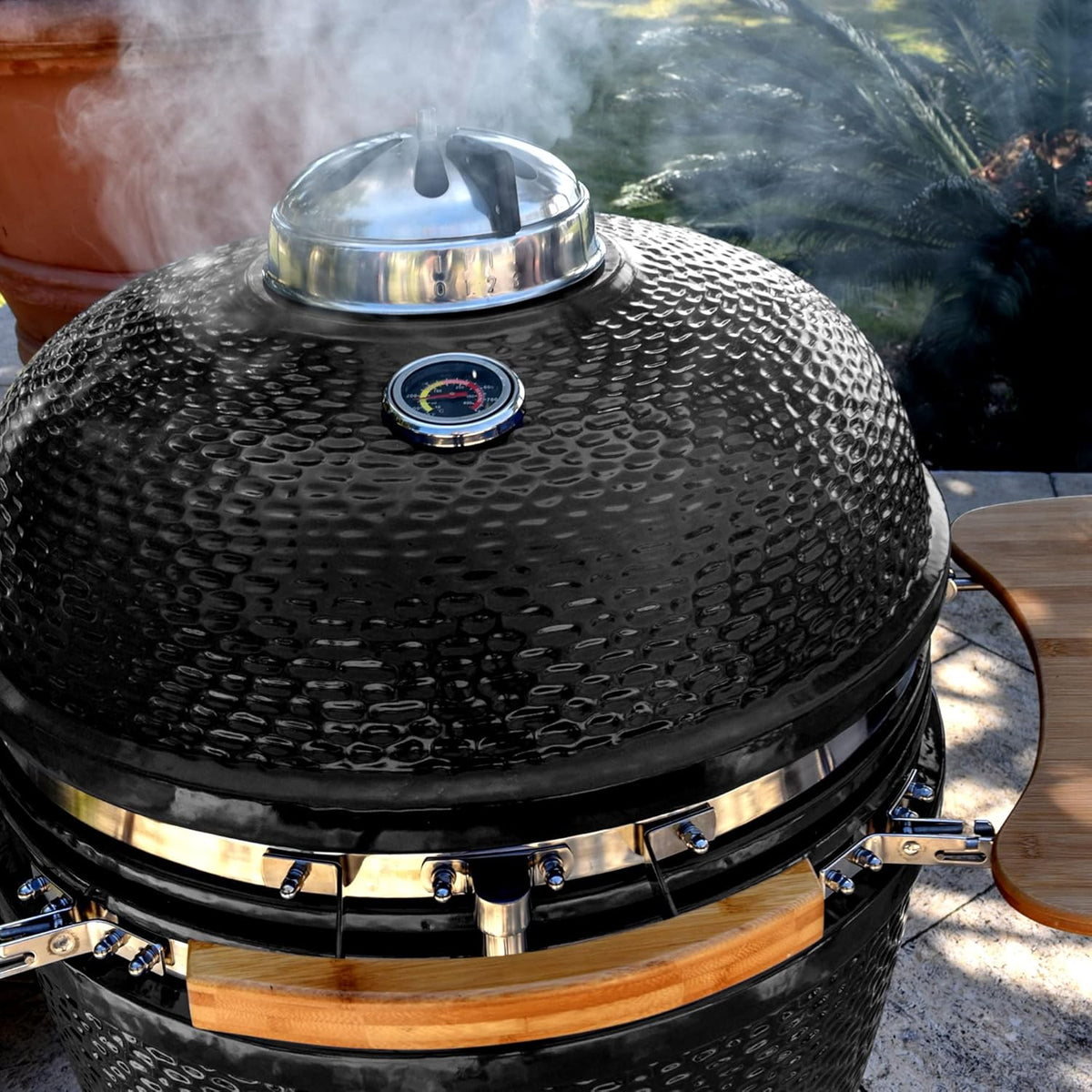 24 Kamado Ceramic Grill with Stainless Steel Cart P767