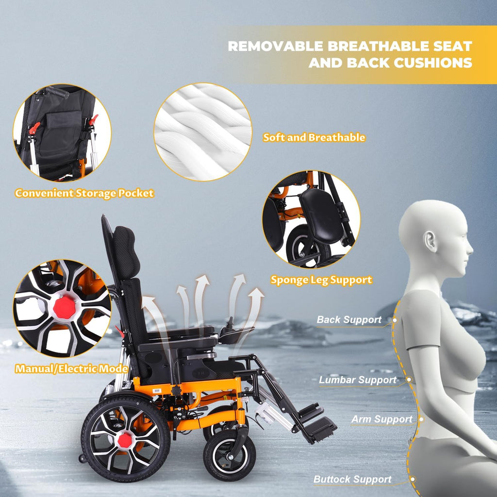 Lightweight Foldable 20" Seat Width All Terrain Motorized Wheelchair W675450