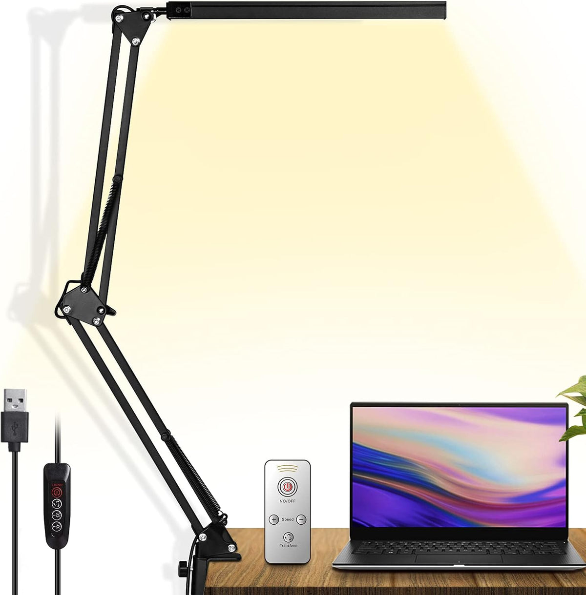 LED Desk Lamp with Clamp and Round Base E20802