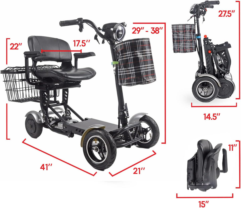 Foldable 4 Wheel Mobility Scooter with Long Range Battery 15.6AH Z2688