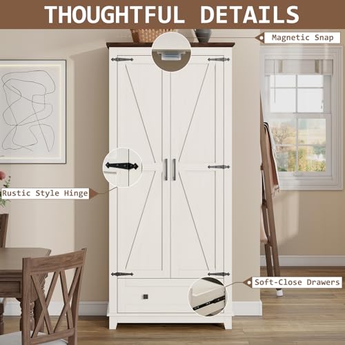 72" Tall Storage Cabinet with Adjustable Shelves & Barn Doors L199