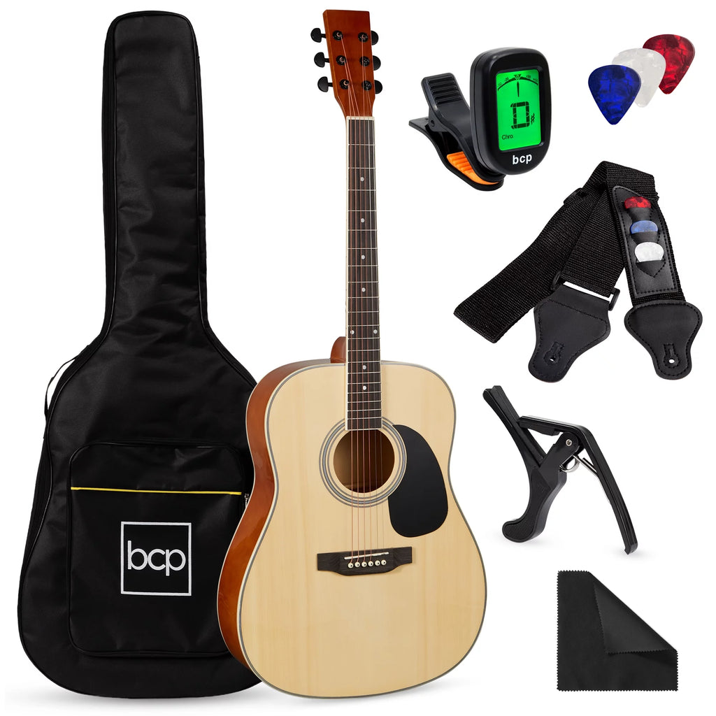 Natural Full Size Acoustic Guitar Starter Kit with Gig Bag W1131