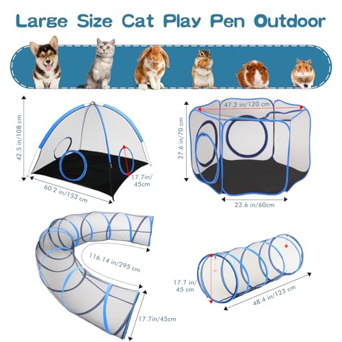 Outdoor Cat Enclosure with Tunnel and Storage Bag M72049