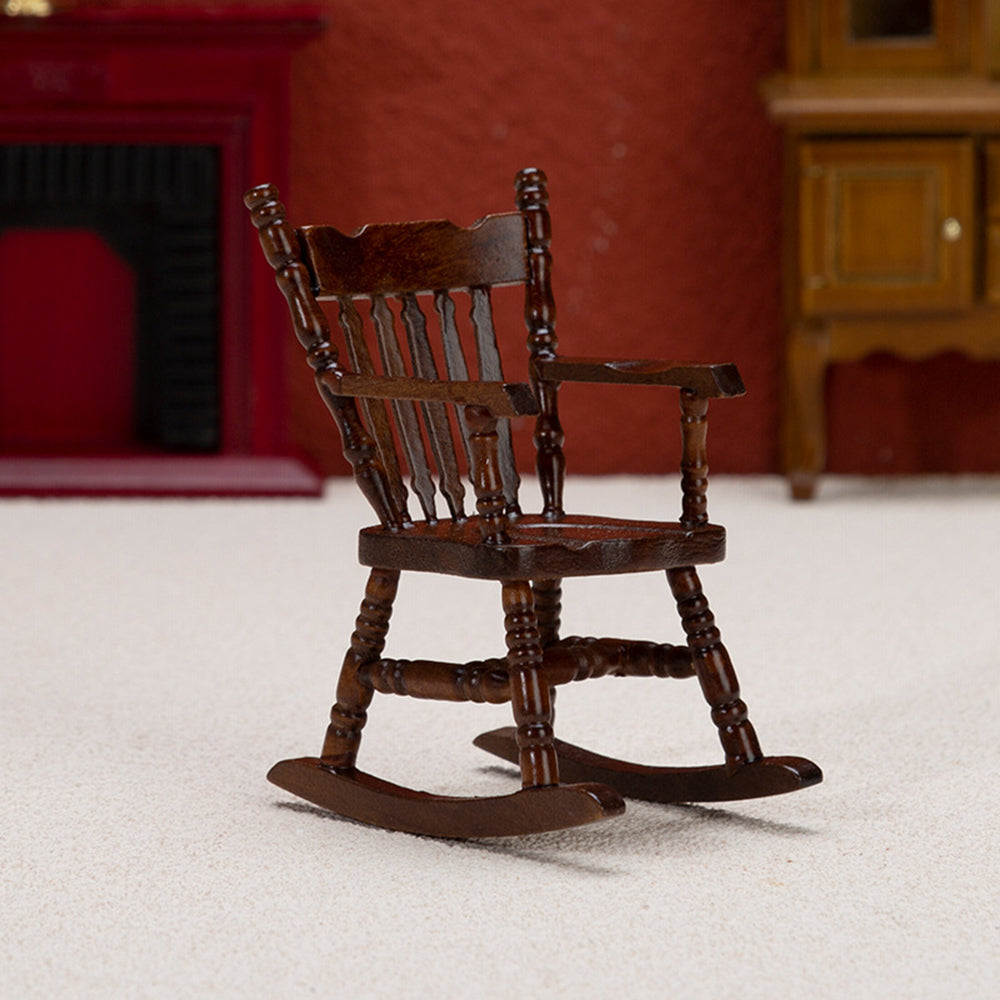 Walnut Dollhouse Rocking Chairs, 2 Pieces U4253