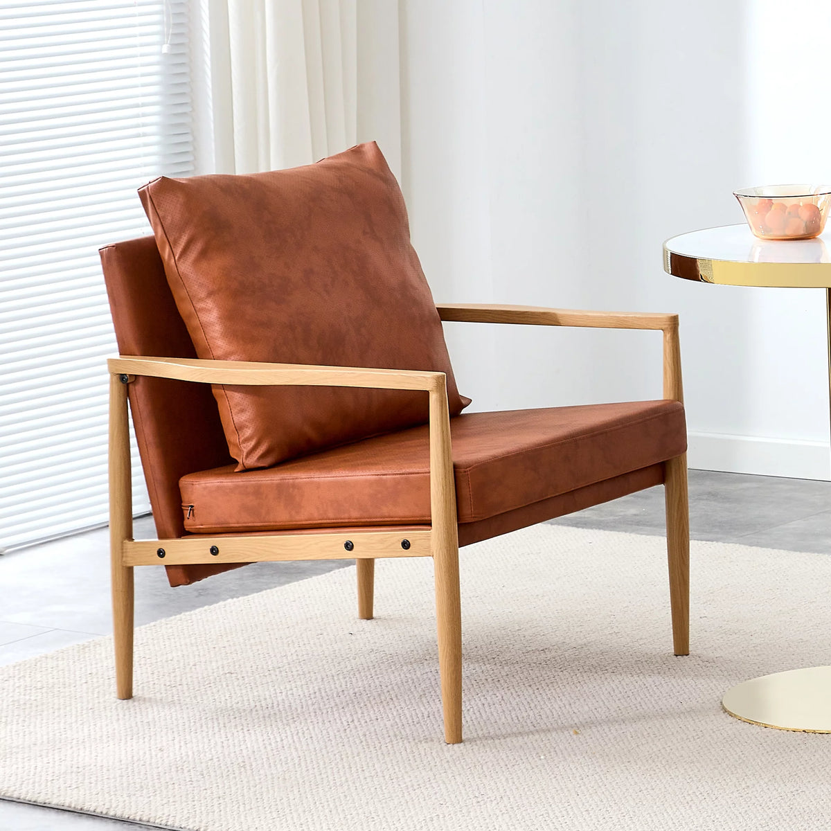 PU Leather Accent Arm Chair with Metal Frame U8905