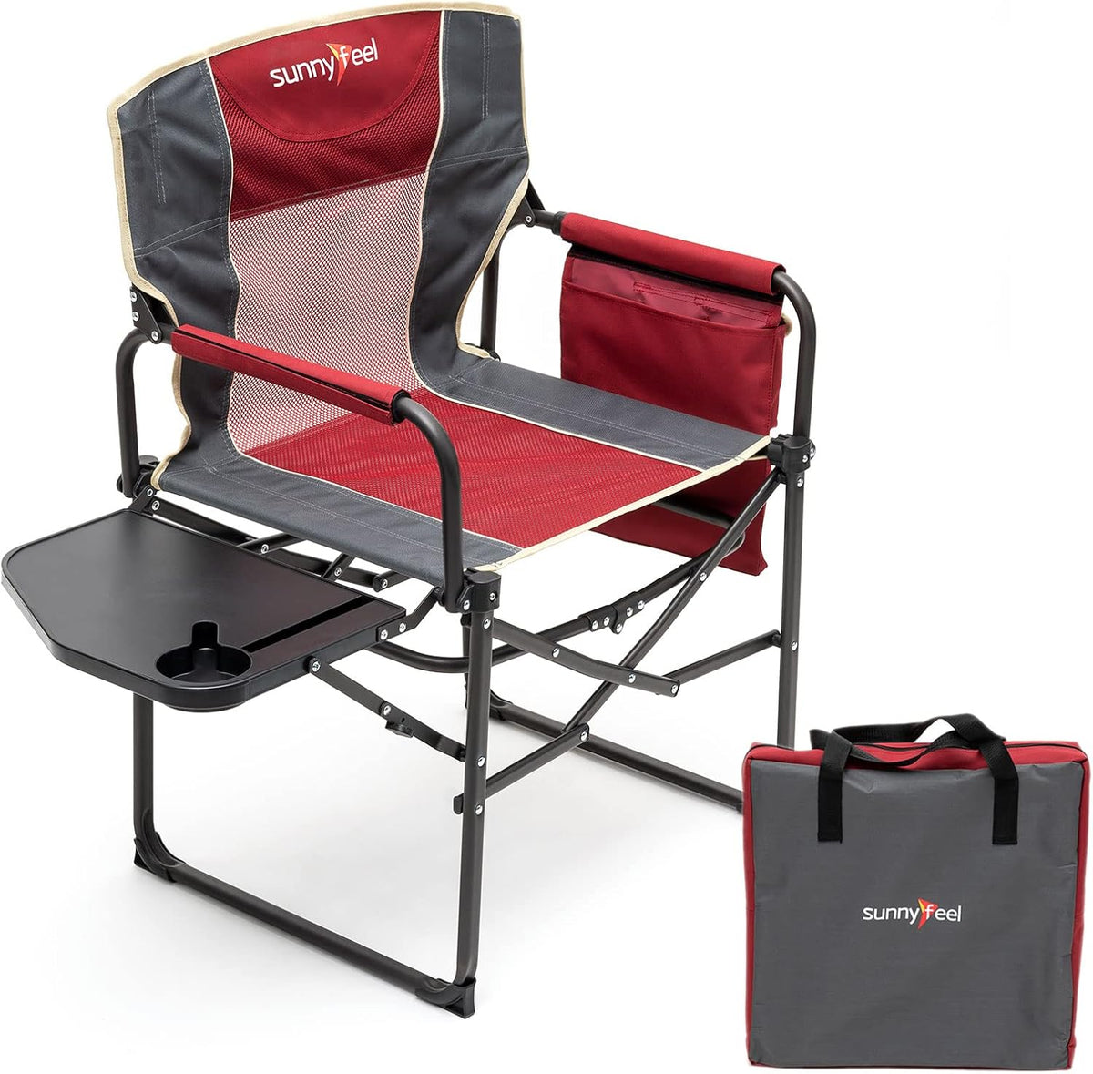Oversized Heavy Duty Folding Camping Chair with Side Table N4998