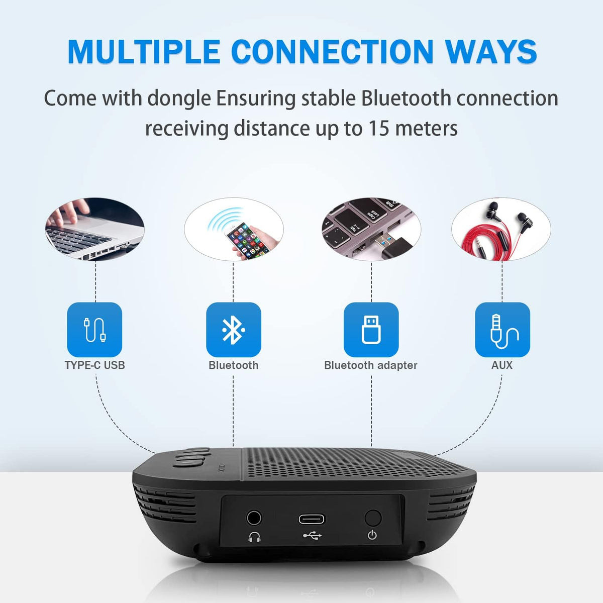 Bluetooth Speakerphone with 4 Microphones, Portable USB Conference Microphone, Pack of 2 E591411
