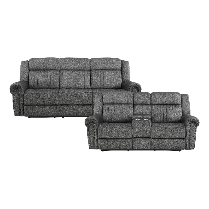 Charcoal Microfiber 2-Piece Power Reclining Sofa Set J5372
