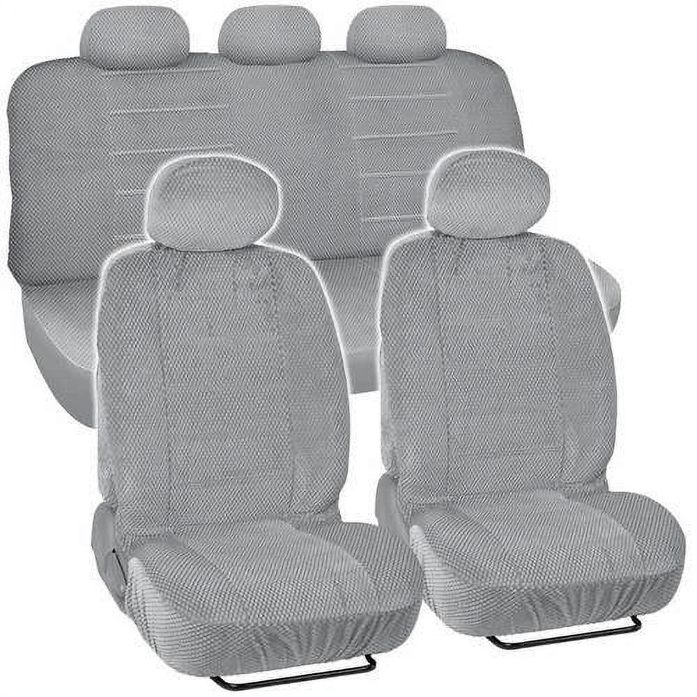 Checkered Cloth Car Seat Covers, 9pc Front and Rear Full Set W5842