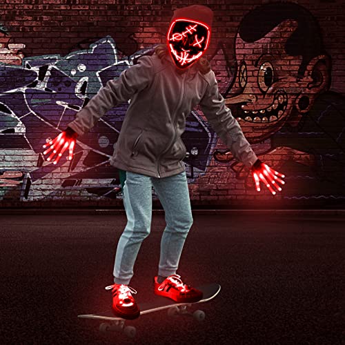 Halloween LED Mask Light Up Gloves and Glow Shoelaces O999588