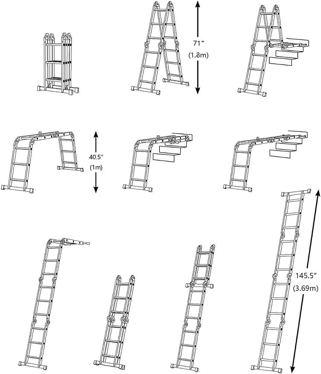 330lb 12.5ft Aluminum Folding Step Ladder T898