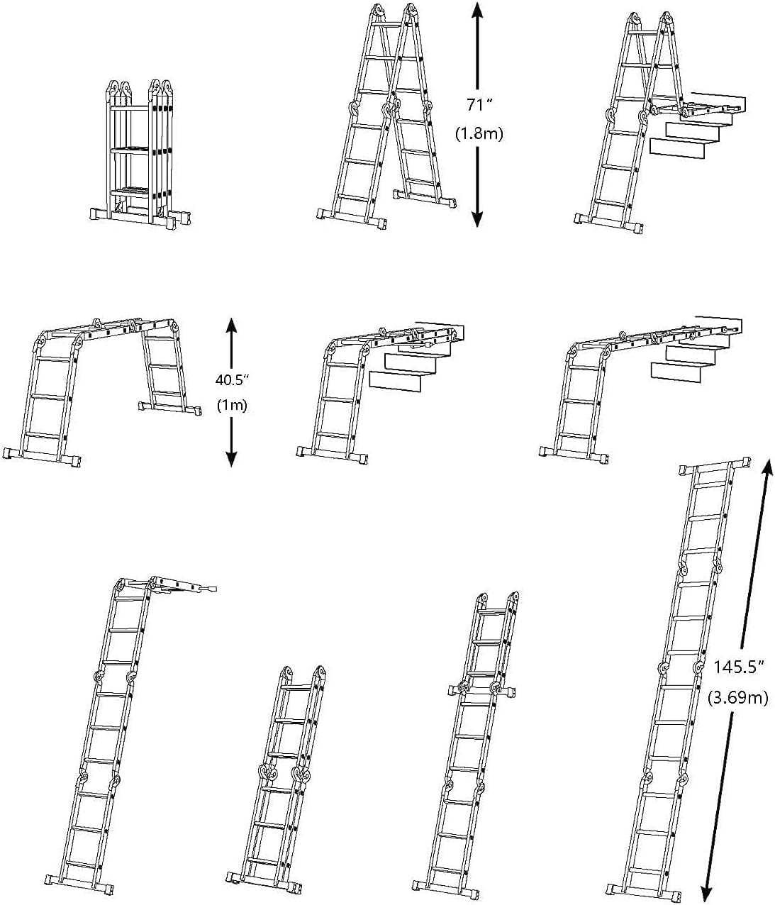 330lb 12.5ft Aluminum Folding Step Ladder T898