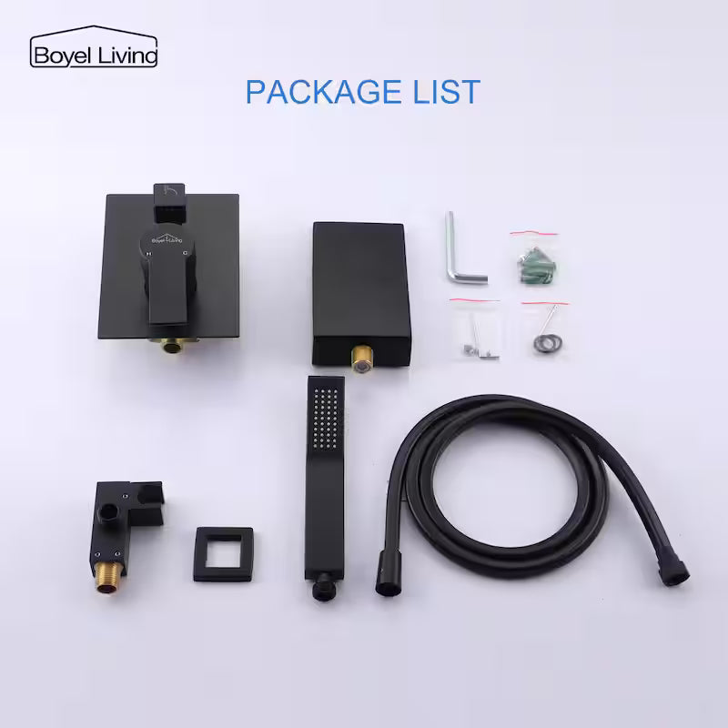 Wall Mount Roman Tub Faucet with Hand Shower Matte Black C6874