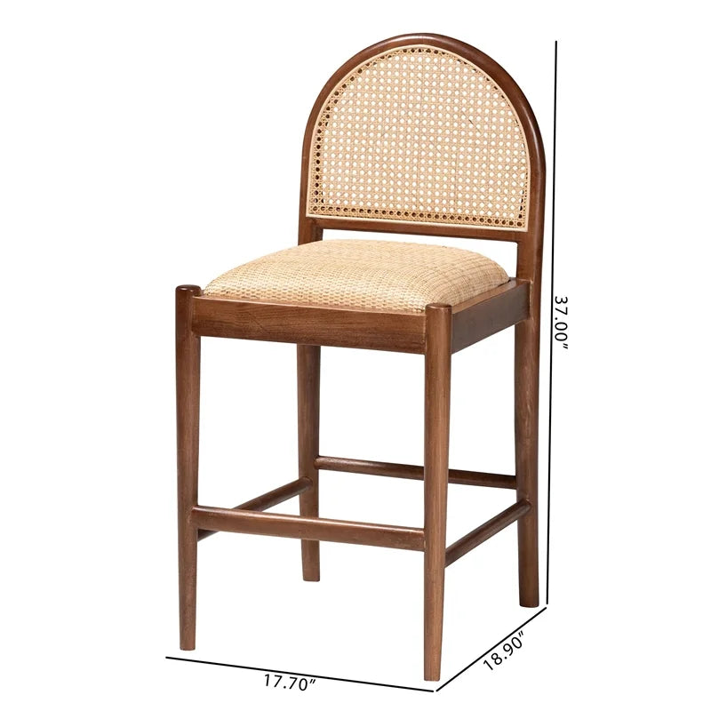 Natural Rattan and Acacia Wood Counter Stool K762