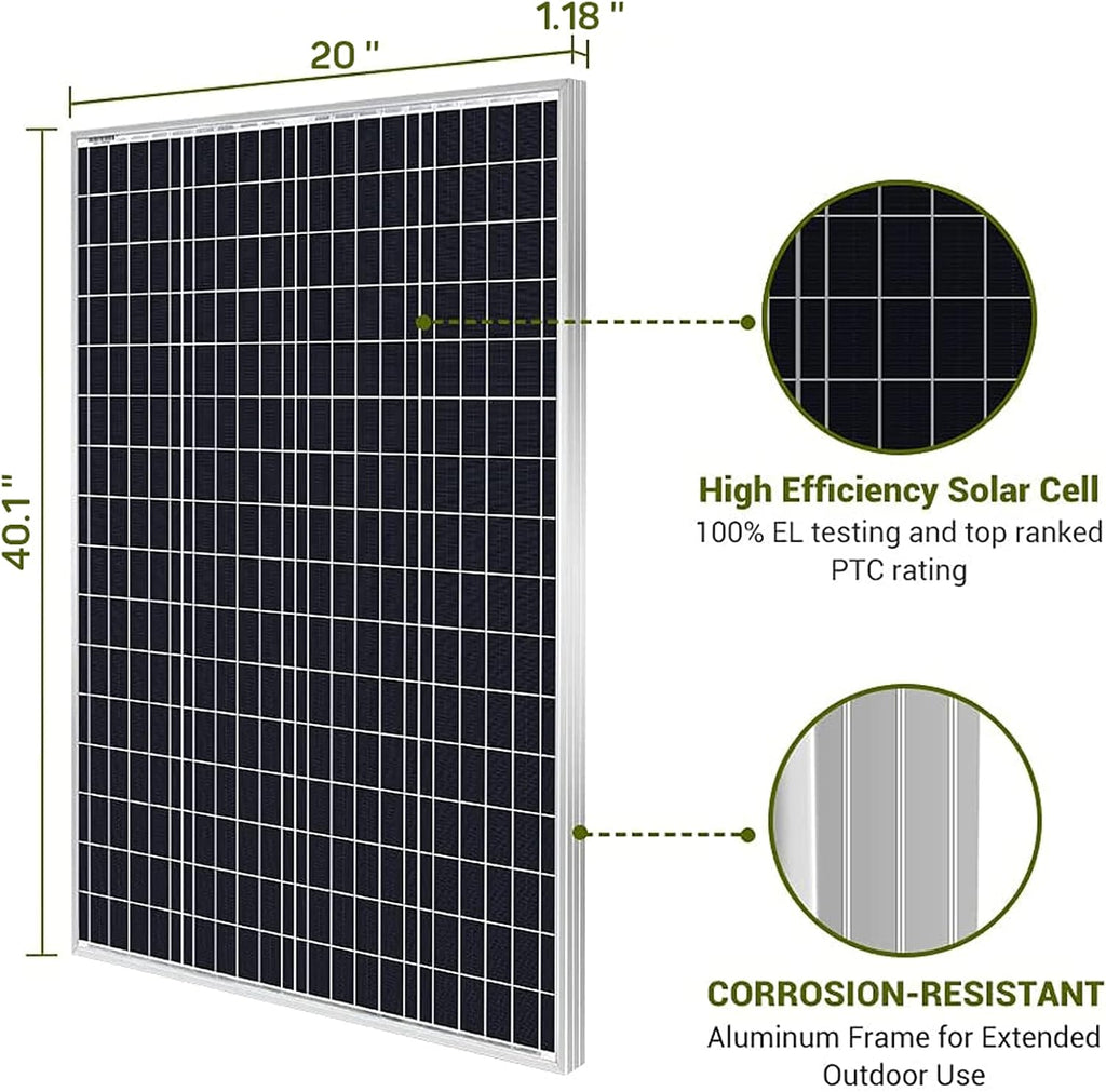 100W 12V Monocrystalline Solar Panel Kit with 30A PWM Charge Controller G249