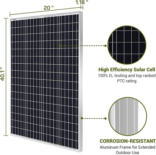 100W 12V Monocrystalline Solar Panel Kit with 30A PWM Charge Controller G249