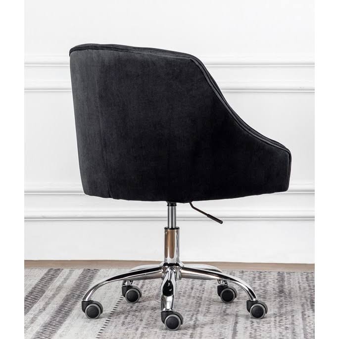 Cream Velvet Swivel Task Chair with Silver Base L77642