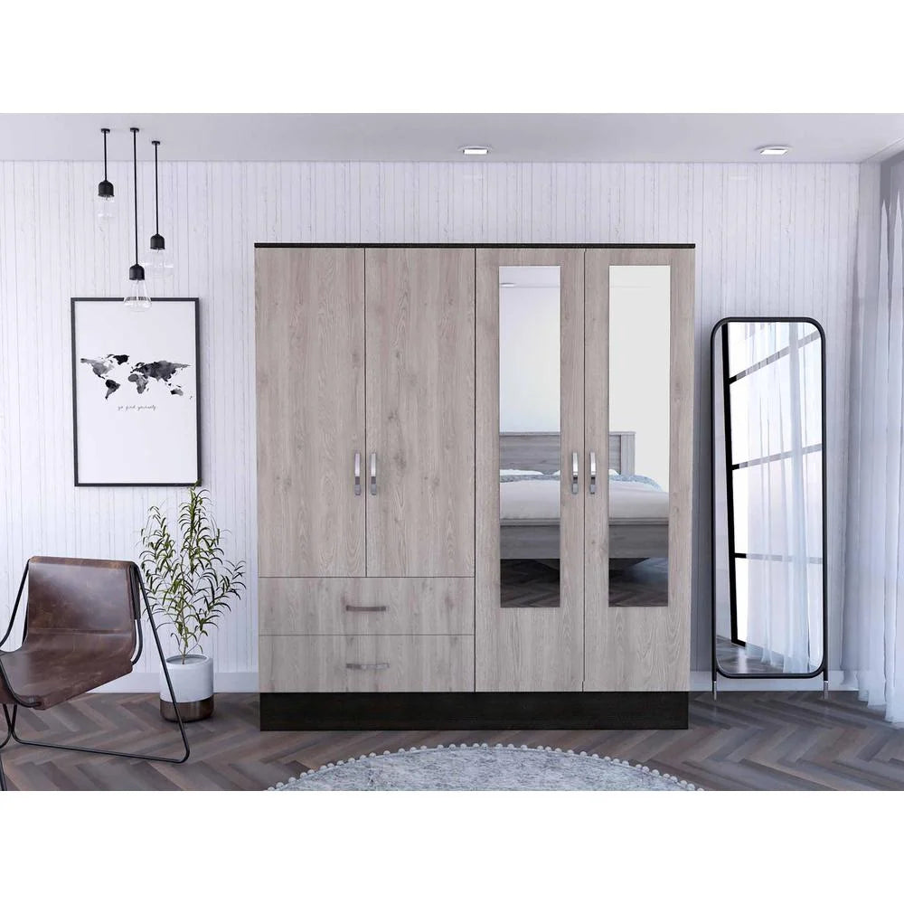 Black Wengue/Light Grey Engineered Wood Armoire L886