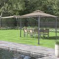 Outdoor Patio Gazebo with Extended Side Shed and Awning and LED Light S968645