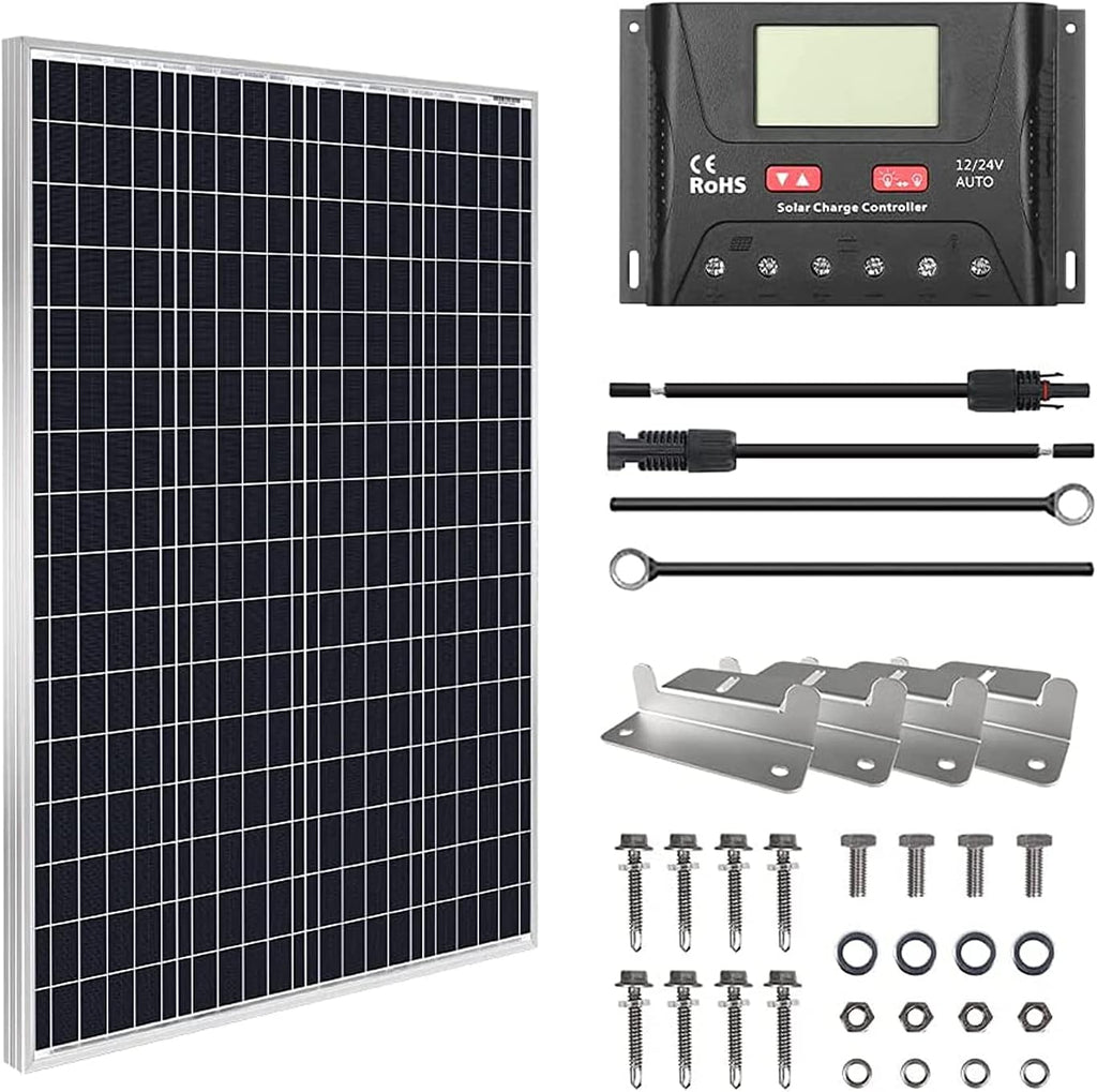 100W 12V Monocrystalline Solar Panel Kit with 30A PWM Charge Controller G249