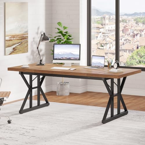 70.8 Inch Brown Black Executive Desk E274