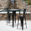Black Metal Indoor-Outdoor Barstool with Removable Back S20381