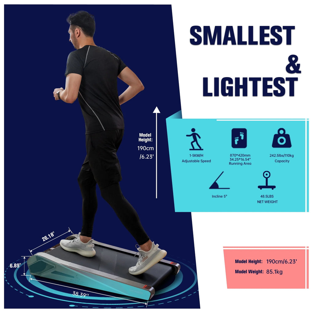 Under Desk Electric Walking Treadmill 2.0HP 5 Incline A84642