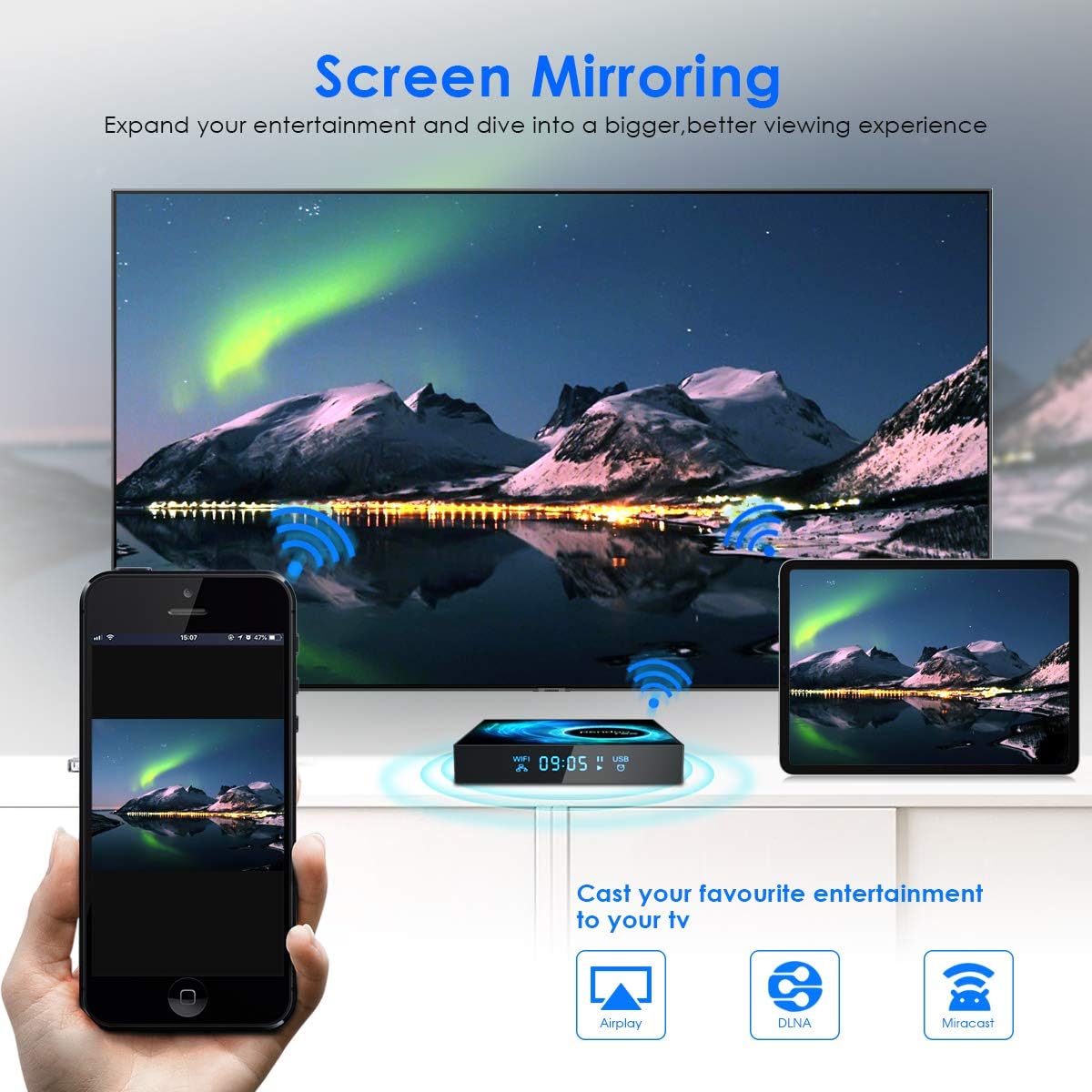 Android TV Box 4GB RAM 128GB ROM with Wireless Mini Keyboard, Quad-Core, Dual WiFi, 4K/6K USB 3.0 HDR, Pack of 2 W450