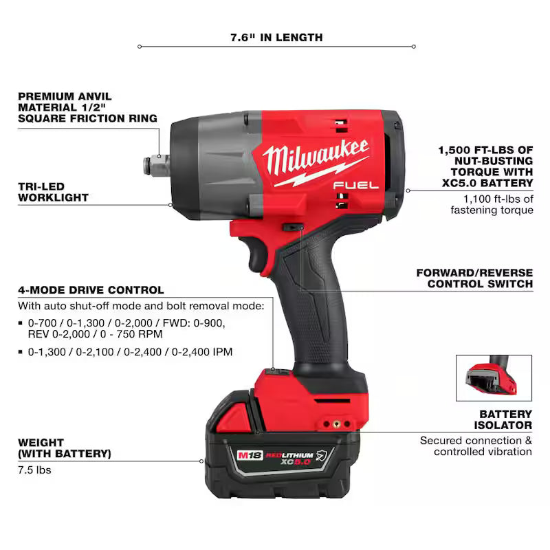 18V Lithium-Ion Brushless Cordless 1/2 in. Impact Wrench Kit H715360