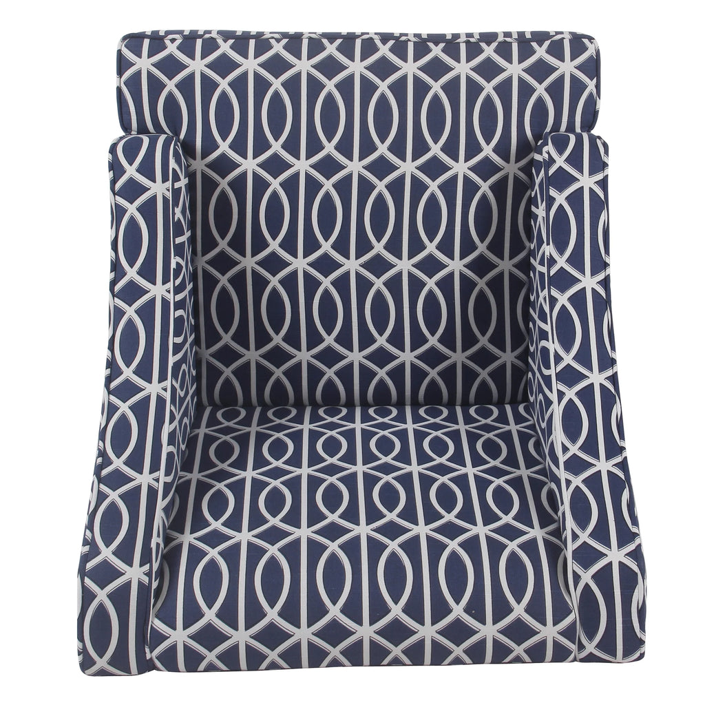 Cream and Blue Geometric Accent Armchair G66378