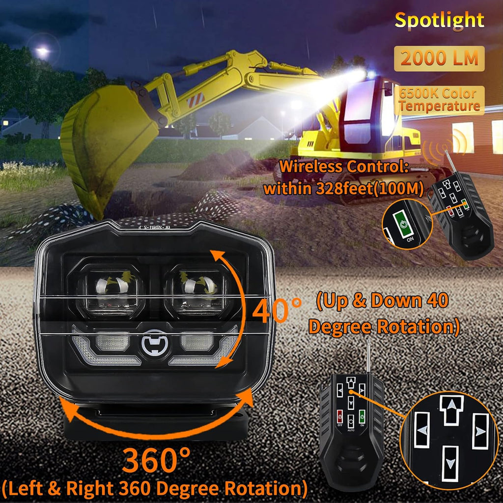 60W LED Searchlight with Magnetic Base and Permanent Mount S54363