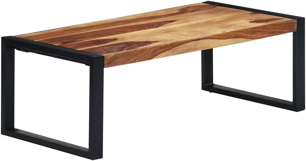 Rectangular Sheesham Wood Coffee Table with Steel Legs W297939