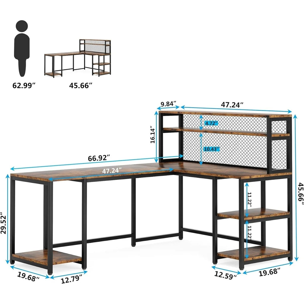 67" Computer Desk with Hutch H895696
