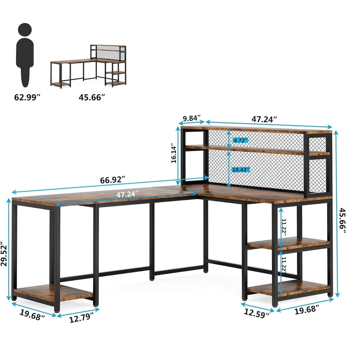 67" Computer Desk with Hutch H895696
