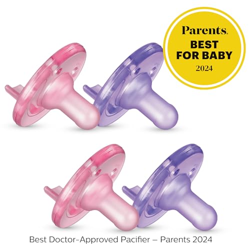 0-3 Months Orthodontic Silicone Baby Pacifiers, Green, 4 Pack T9584